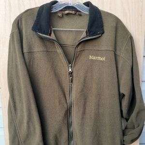 MARMOT Olive Green Full Zip Fleece Jacket Sweater